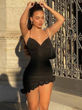 Load image into Gallery viewer, Vintage Women Irregular Ruffle Straps Mini Dress Elegant Fashion
